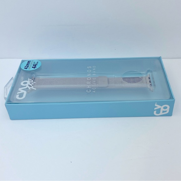 APPLE WATCH BAND, MAGNETIC FASTENER, SILVER COLOR, FITS 42mm-44mm, METAL, UNISEX - Picture 11 of 14